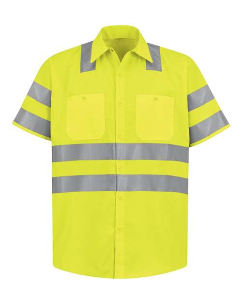 Red Kap - High Visibility Safety Short Sleeve Work Shirt Tall Sizes - SS24HVT