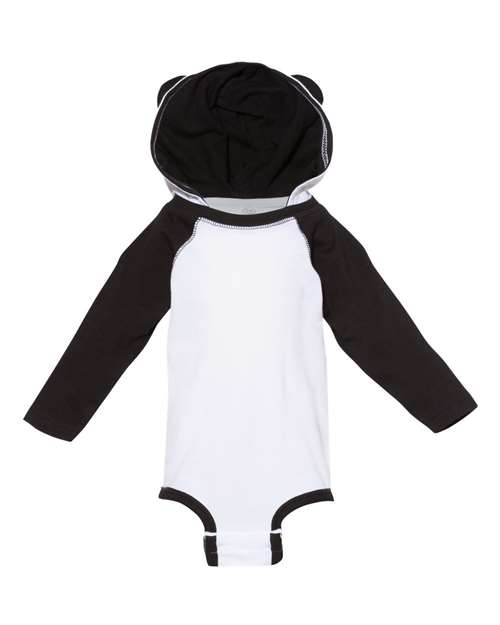 Rabbit Skins - Fine Jersey Infant Character Hooded Long Sleeve Bodysuit with Ears - 4418