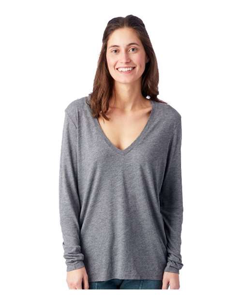 Alternative - Women's Long Sleeve Slinky Jersey V-Neck Tee - 3894