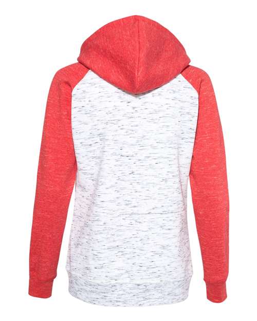 J. America - Women’s Mélange Fleece Colorblocked Full-Zip Sweatshirt - 8679