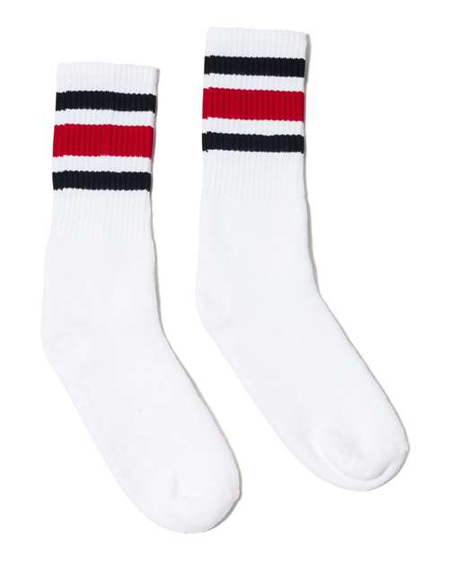 SOCCO - USA-Made Striped Crew Socks - SC100