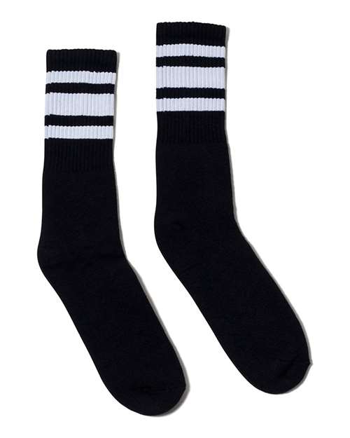 SOCCO - USA-Made Striped Crew Socks - SC100