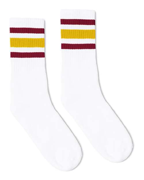 SOCCO - USA-Made Striped Crew Socks - SC100