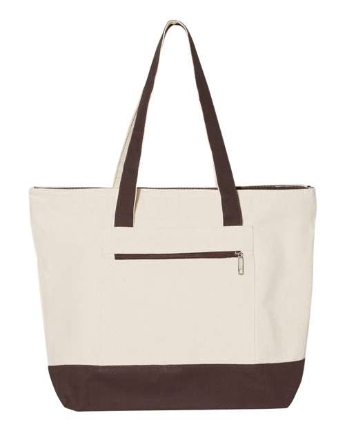 Q-tees Q611 25L Zippered Tote - Natural - One Size