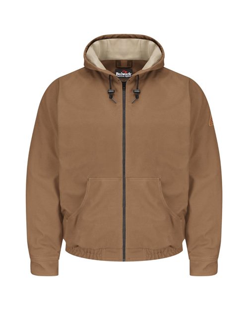 Bulwark - Brown Duck Hooded Jacket - EXCEL FR® ComforTouch® - Long Sizes - JLH4L