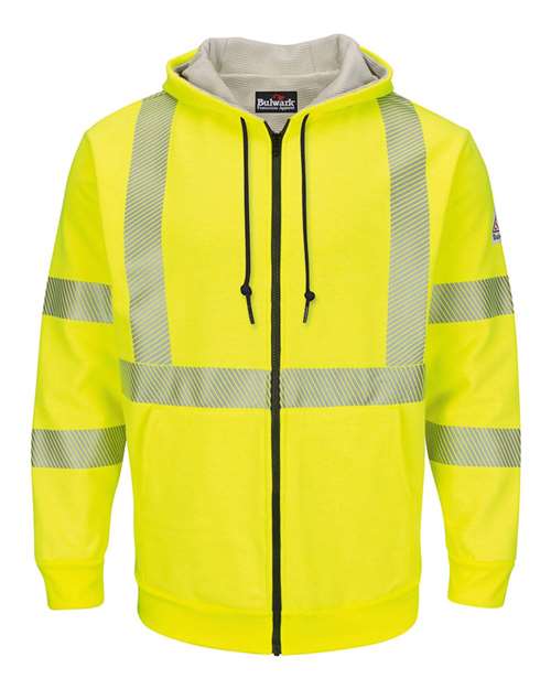 Bulwark - Hi-Visibility Zip-Front Hooded Fleece Sweatshirt with Waffle Lining - Long Sizes - SMZ4HVL