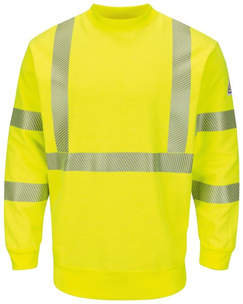 Bulwark - Hi-Visibility Crewneck Fleece Sweatshirt - Long Sizes - SMC4HVL