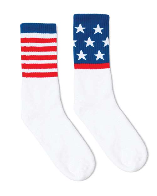 SOCCO - USA-Made Striped Crew Socks - SC100