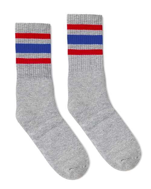 SOCCO - USA-Made Striped Crew Socks - SC100