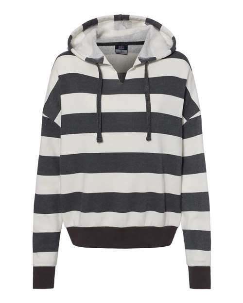 MV Sport - Women's Striped Fleece Boxy Hooded Sweatshirt - W21721