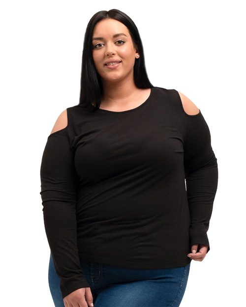 Boxercraft - Women's Plus Size Cold Shoulder Long Sleeve T-Shirt - PT31