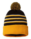 Richardson - Stripe Pom Cuffed Beanie - 134