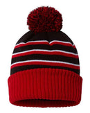 Richardson - Stripe Pom Cuffed Beanie - 134