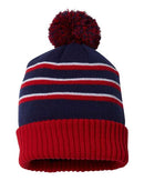 Richardson - Stripe Pom Cuffed Beanie - 134