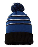 Richardson - Stripe Pom Cuffed Beanie - 134