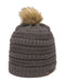 Outdoor Cap - Cable Knit Faux Fur Pom - OC805