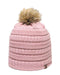 Outdoor Cap - Cable Knit Faux Fur Pom - OC805